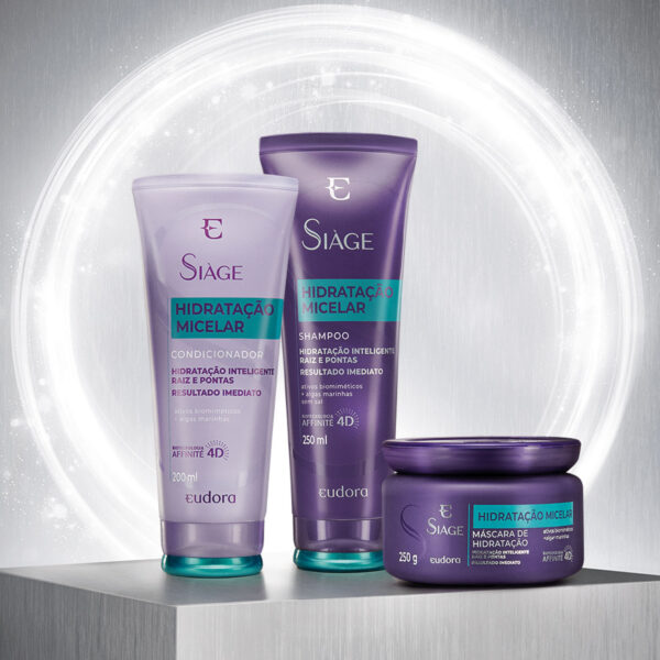 Combo Eudora Siàge Hidratação Micelar: Shampoo 250ml + Condicionador 200ml + Máscara Capilar 250g - Imagem 2