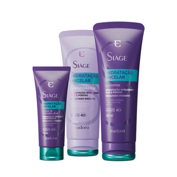 Combo Siàge Hidratação Micelar: Shampoo 250ml + Condicionador 200ml + Leave-In 100ml
