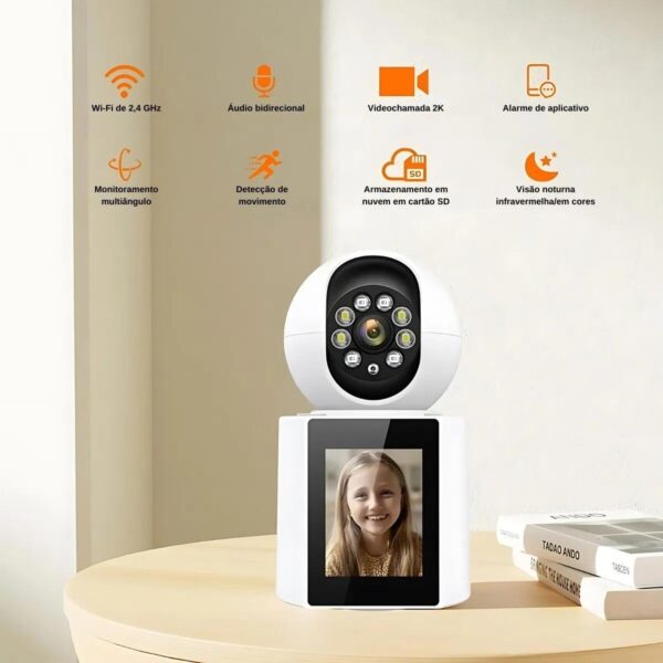 Câmera Wi-Fi Inteligente 4MP Com Tela Integrada e Vídeo Chamada - Imagem 2