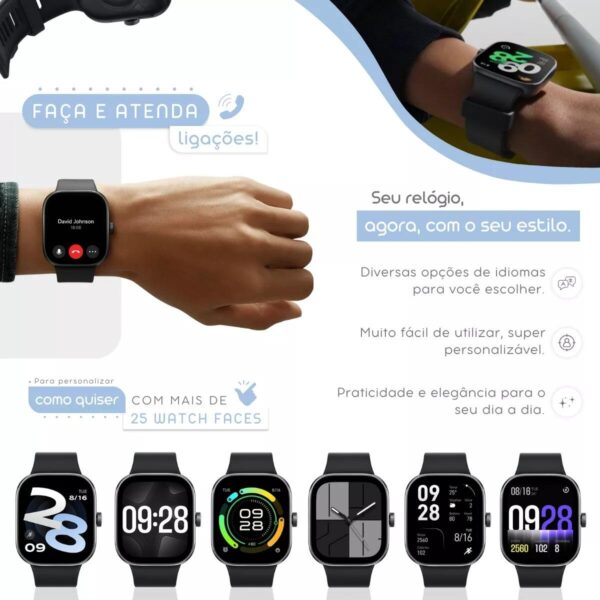 Smartwatch Xiaomi Redmi Watch 4 Amoled GPS A Prova Dagua - Prata - Imagem 4