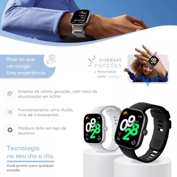 Smartwatch Xiaomi Redmi Watch 4 Amoled GPS A Prova Dagua - Prata - Imagem 3