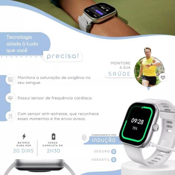 Smartwatch Xiaomi Redmi Watch 4 Amoled GPS A Prova Dagua - Prata - Imagem 5