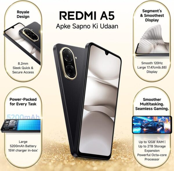 Smartphone Xiaomi Redmi A5 4/128GB - Preto - Imagem 2