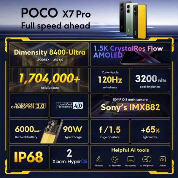 Smartphone Xiaomi Poco X7 Pro 5G 12/512GB - Amarelo - Imagem 2
