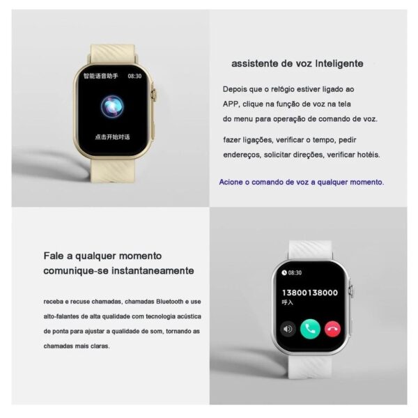 Smartwatch Peje ZW03 Ultra A Prova D'água Pulseira Extra - Dourado - Imagem 3